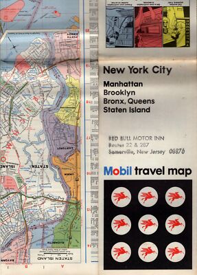 New York City Travel Map 1972 Manhattan Brooklyn Bronx Queens