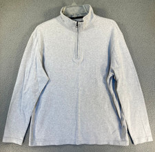 Chaps 1/4 Zip Sweater Men's Large Beige Long Sleeve Mock Neck Preppy Pullover