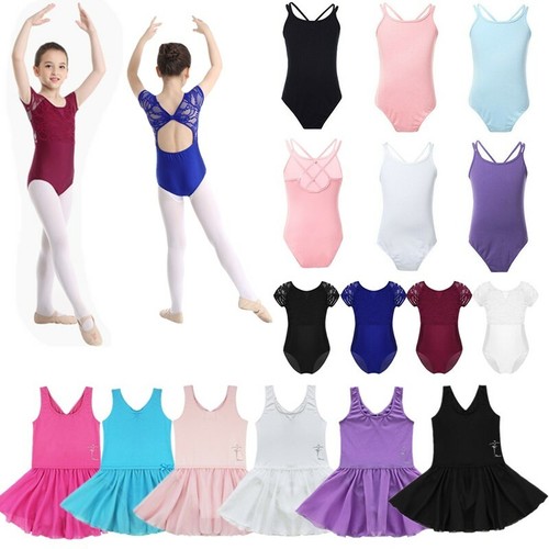US Kids Girls Cotton Leotard Jumpsuit Ballet Gymnastics Fitness Costume Swimsuit