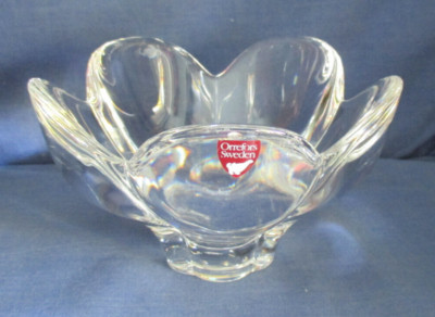Orrefors Schale 14 cm Blütenform Pomona Lars Hellsten Glas Schweden signiert