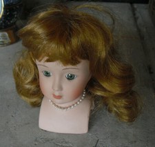 Vintage Porcelain Bisque Blonde Girl Doll Head and Shoulders 4 1/4" Tall