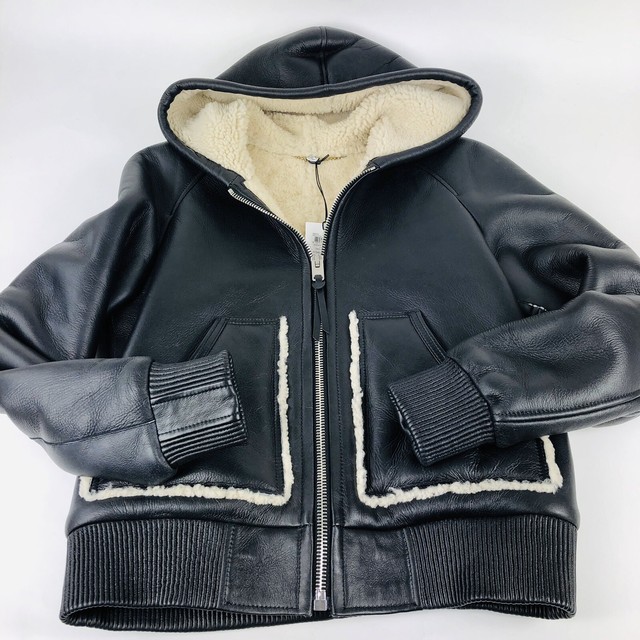 black shearling hoodie