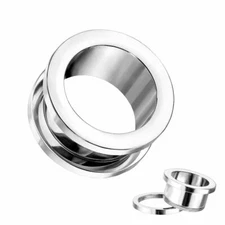 Double Flared Screw Fit Flesh Tunnel Implant Grade Titanium Sold as a pair