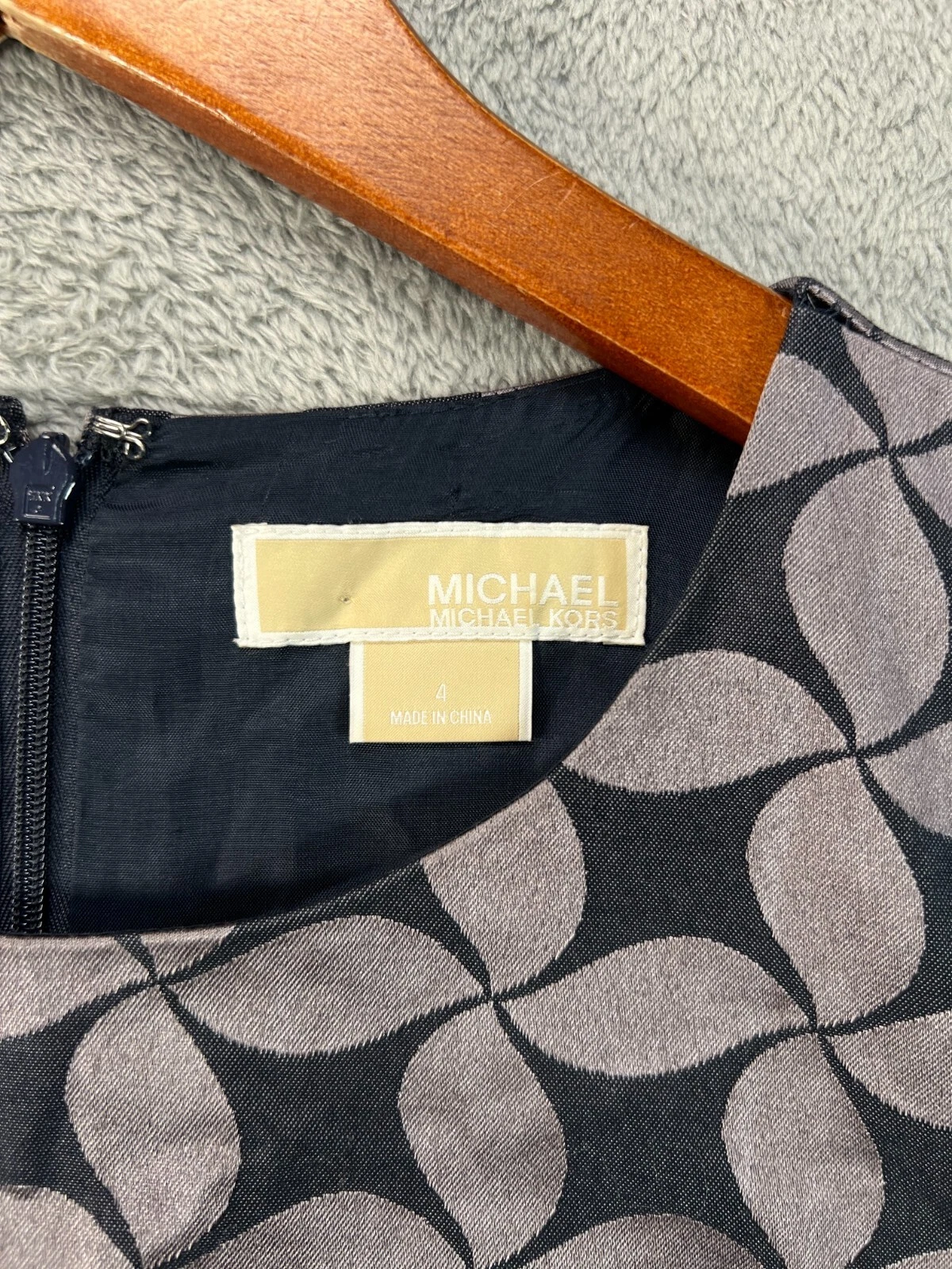 Michael Kors Mini Abito Donna 4 Blu Lucido Tubino Geometrico Senza Maniche Donna