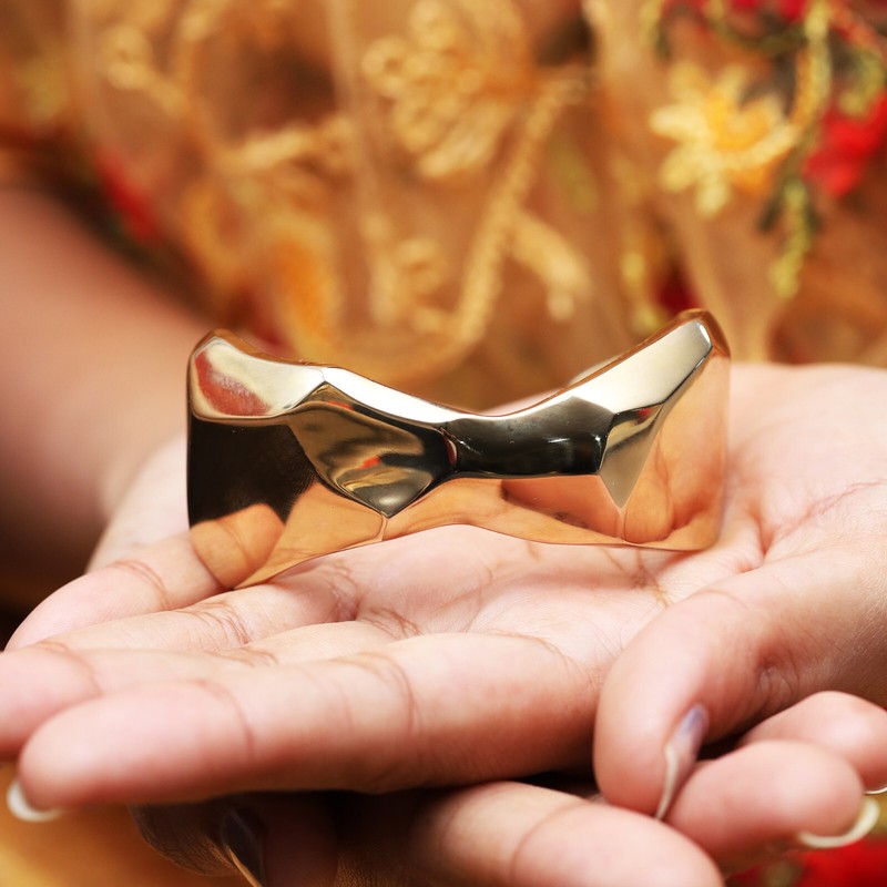 QVC RLM Studio Carved Nugget Free Form Brass Cuff Bracelet