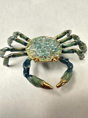 Blue Crab Jewelry Trinket Box Decorative Collectible Sea Decorative Gift 02021