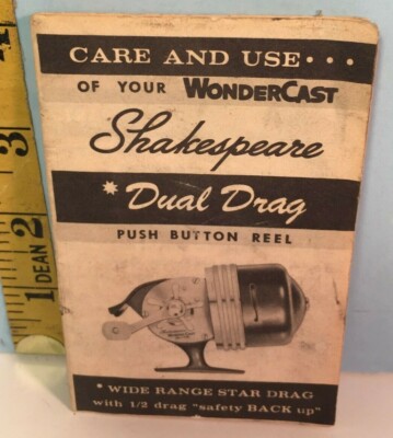 Moulinet De Pêche Manuel Shakespeare Wondercast Dual Drag Modèle 1795 Vintage US