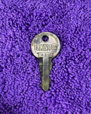 ILLINOIS Lock Key # 419 Slot Machine Jukebox Wallbox Arcade Coin-op