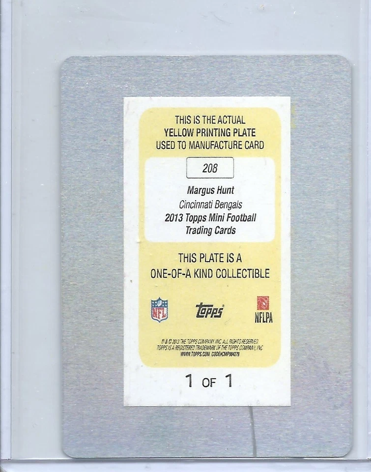 2013 TOPPS MINI RC YELLOW PRINTING PLATE KAWANN SHORT 1/1 PANTHERS ERROR - Image 2 of 2
