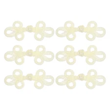 6 Pairs Chinese Knots Frog Buttons Closure Beige Sewing Buttons Fasteners