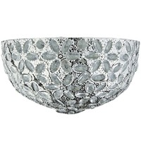 Clear Jewels Uplighter Metal Cutwork Silver Chrome Light Shade Ceiling Decor Clear Jewels Uplighter Metal Cutwork Silver Chrome Light Shade Ceiling Decor