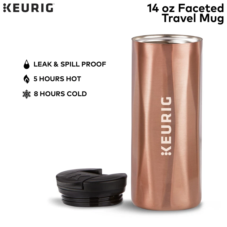 Keurig 14 oz Copper Faceted Travel Mug Double Walled Vacuum Sealed - Image 4 of 4