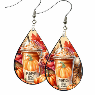 Pumpkin Spice Season Earrings Teardrop NO TARNISHING Autumn Fall Lover Gift