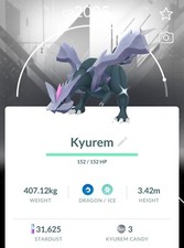 Shiny Kyurem white background 20kStardust PTCs Read Description