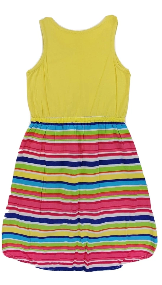 Vestido de sol The Childrens Place sin mangas rosa y amarillo a rayas talla 5/6 usado en excelente estado Foto 2 de 3