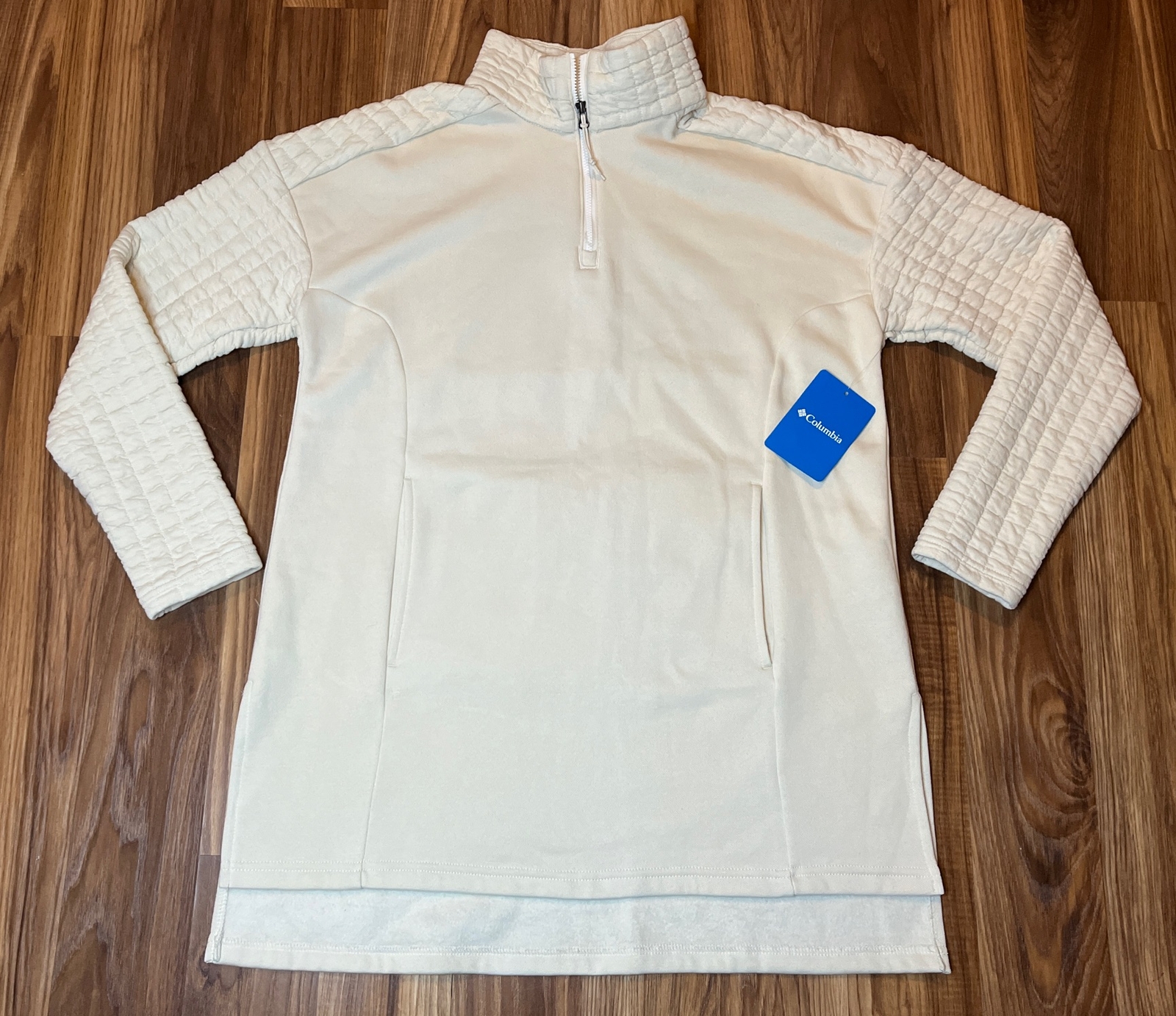 Columbia Women’s Castle Hill Tunic Pullover Sweater Quilted Cream Size Sm NWT