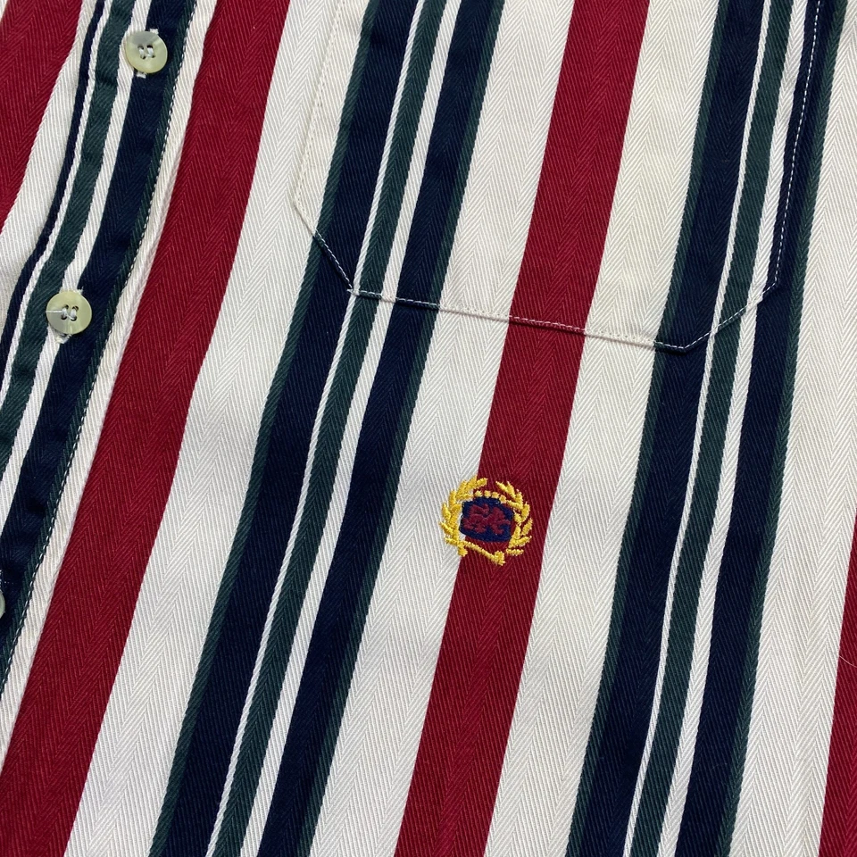 Camisa vintage Merona manga larga abotonada a rayas XXL roja azul beige occidental Foto 4 de 4