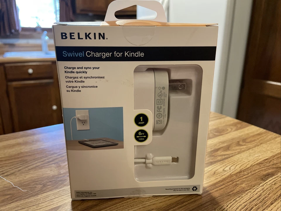 Nuevo cargador de pared giratorio Belkin de 1 amplificador con cable micro UBS de 6 pies para Kindle Foto 3 de 4