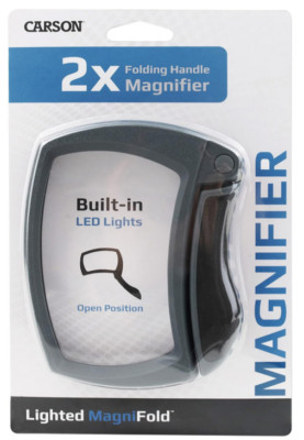 Carson Lighted MagniFold 2x Handlupe mit Komfort Klappgriff und LED MJ-50 Lupe