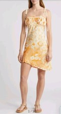Free People Womens Retro Daisy Asymmetric Slip  Dress, Medium NEW $88