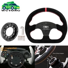 13inch Suede Steering Wheel + Wheel Adapter Plate For Logitech G25/G27/G920/G923