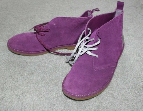 Lands' End Youth Girls Sz 4M Adolescent Lace up Booties Purple suede leather EUC - Picture 5 of 12