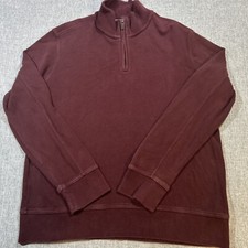 Eddie Bauer Sweater Mens XL Burgundy 1/4 Zip Pullover Thermal Fleece Jacket