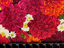 Tina Scrap Autumn Daisy Large Floral Boquet FABRIC 9"x21" Garden Fall COTTON