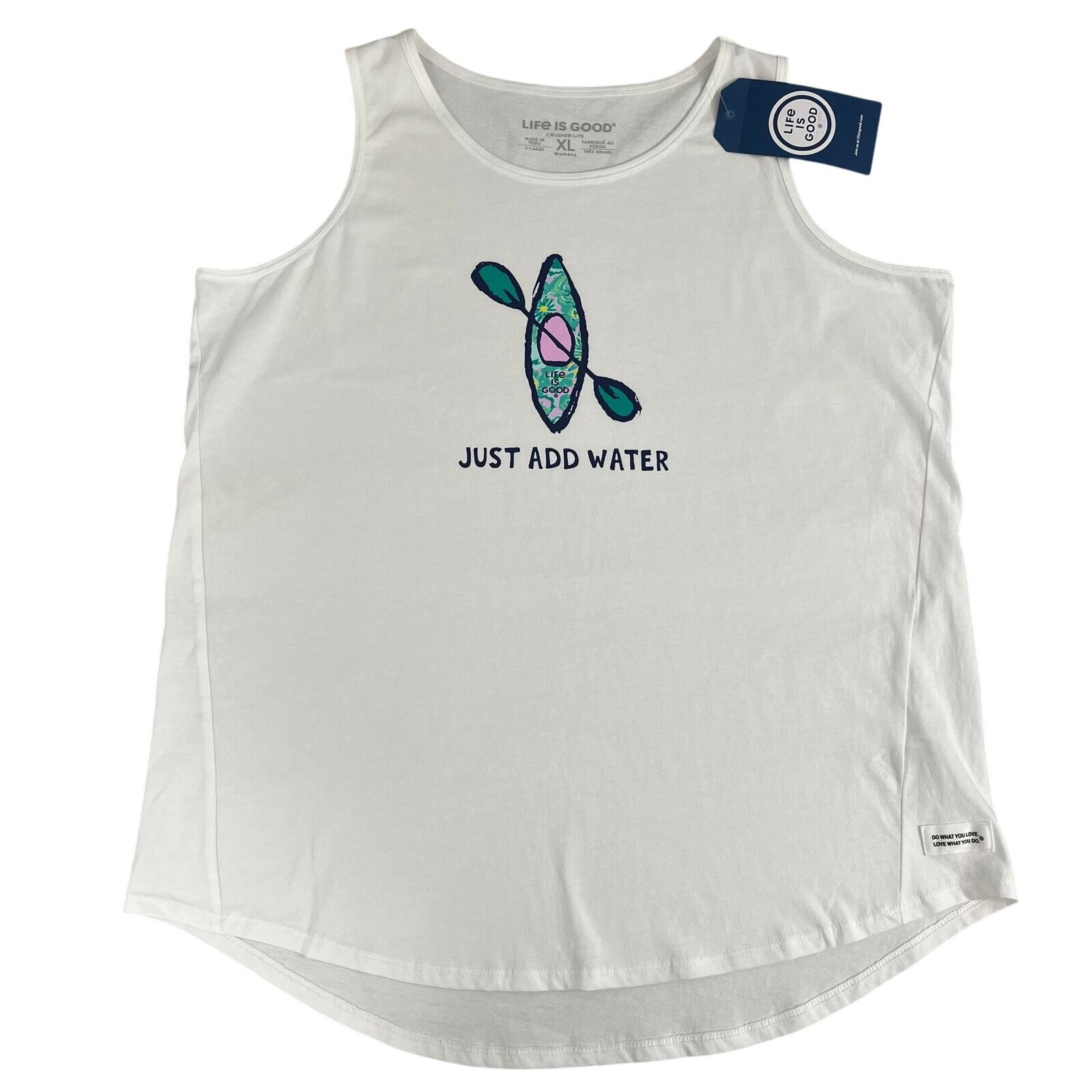 Life Is Good Crusher-Lite Just Add Water Kayak Sleeveless High Low Tank Top XL