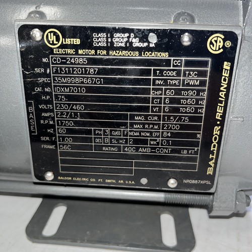 Baldor Reliance .75hp 230/460 Volts Motor | eBay