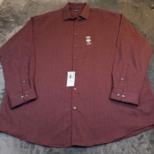 Van Heusen Comfort Performance Button Up Shirt Wine Red Mens 18.5 35/36 NWT