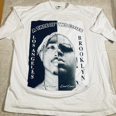 Vintage Tupac Rap Tee Biggie East Coast West Brooklyn T-Shirt Mens 3XL *Stains