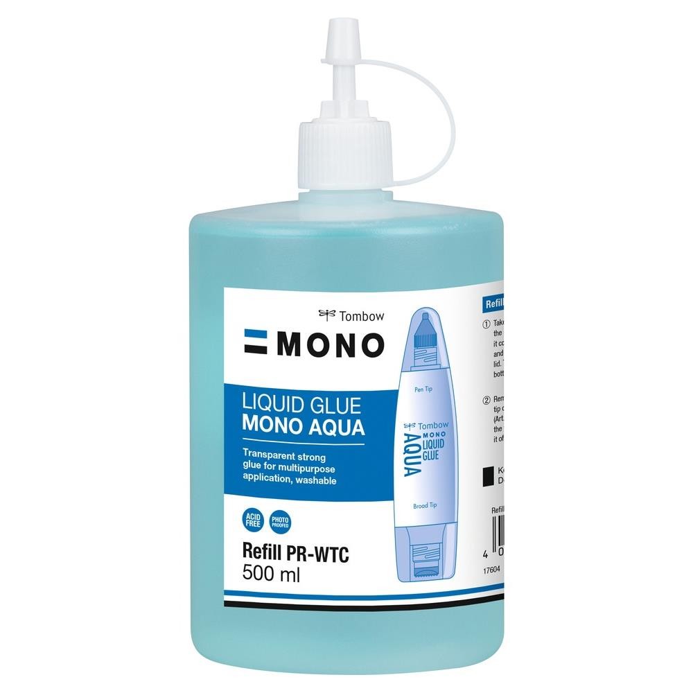 Colle liquide MONO AQUA Tombow sans acide de 500 ml pour un collage transparent durable