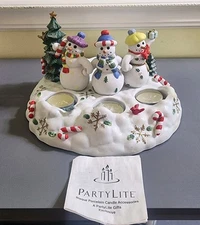 Partylite Snowbell Tealight & Pillar Candle Holder P7650 Snowman Christmas Tree