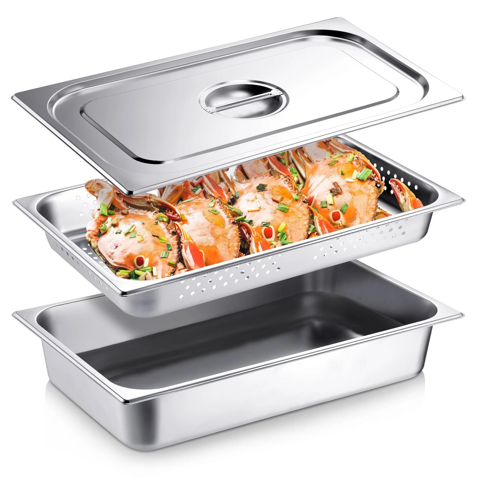 Full Size Stainless Steel Cooking Pot Set of 3 with Lid for Steaming and Baking
Opens in a new windo