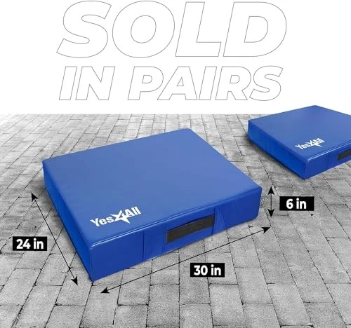 Yes4All Exercise Mats 6" Silencer Drop Pads PVC Cover, UZAJ1 - Blue/White - Image 2 of 4