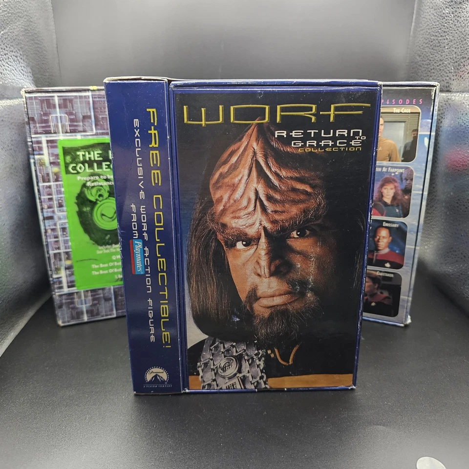 Star Trek VHS Box Set Collection Lot With Worf Playmates Collectors Figure Rare - Image 3 of 4
