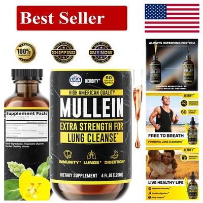 Mullein Drops 4 oz - Powerful Lung Cleanse & Immune Support Liquid Extract