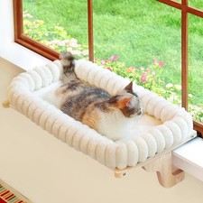 "Orthopedic Cat Window Perch Hammock - Solid Hardwood Frame  Bolster"