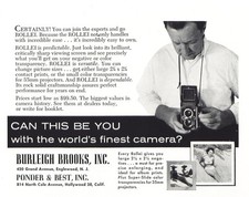 1960 Rollei Camera: World's Finest Camera Vintage Print Ad