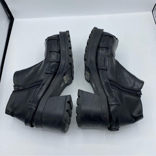 Stivaletto Demonia nero vintage Y2k gotico vegan pelle plateau pirata con lacci - Foto 6 di 9
