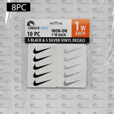 🦎 10-Piece Swoosh 1" W Each Heat Transfer Set 🔥 Iron-On HTV .Black, Silver