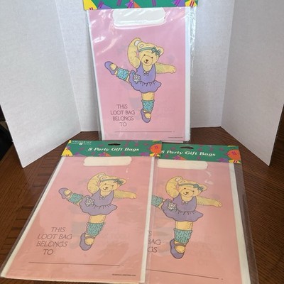 Vintage Forget Me Not Ballerina Bear Party Gift Bags 8 Pack Favors Lot of 3