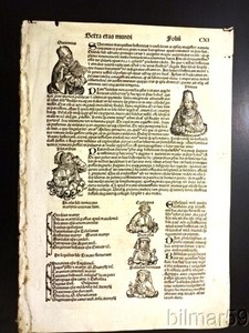 1493 LEAF FROM LIBER CHRONICARUM NUREMBURG CHRONICLE W/ WOODCUTS +++