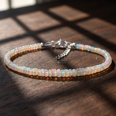 AAA Natural Ethiopian Welo Opal Bracelet Rainbow Fire Stone of Hope Gift for Her