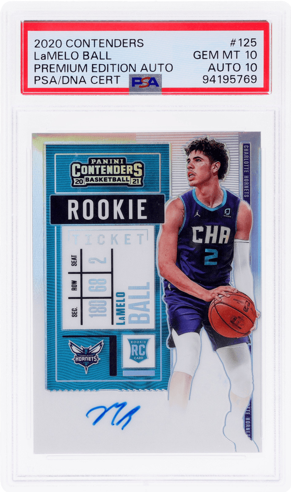 2020 Contenders Lamelo Ball Rookie Ticket Premium Edition Auto PSA 10/10 RC