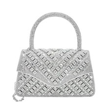 Clutch Purses for Women Sparkly Rhinestones Purses and Handbags for Silver