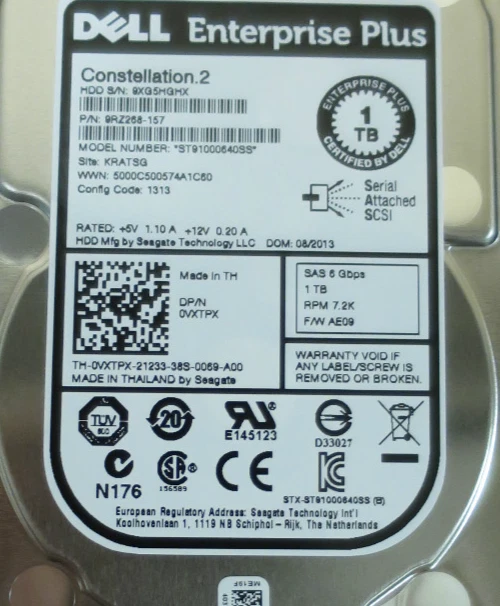 NEW Dell EqualLogic 1TB SAS 6GBp/s 7.2k 2.5" HDD Hard Drive part number VXTPX - Image 4 of 4