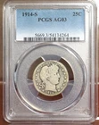 1914-S BARBER QUARTER PCGS AG03 134264