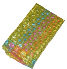 Indian Vintage Dupatta Long Scarf Sequins Hand Embroidery Georgette Veil Stole L